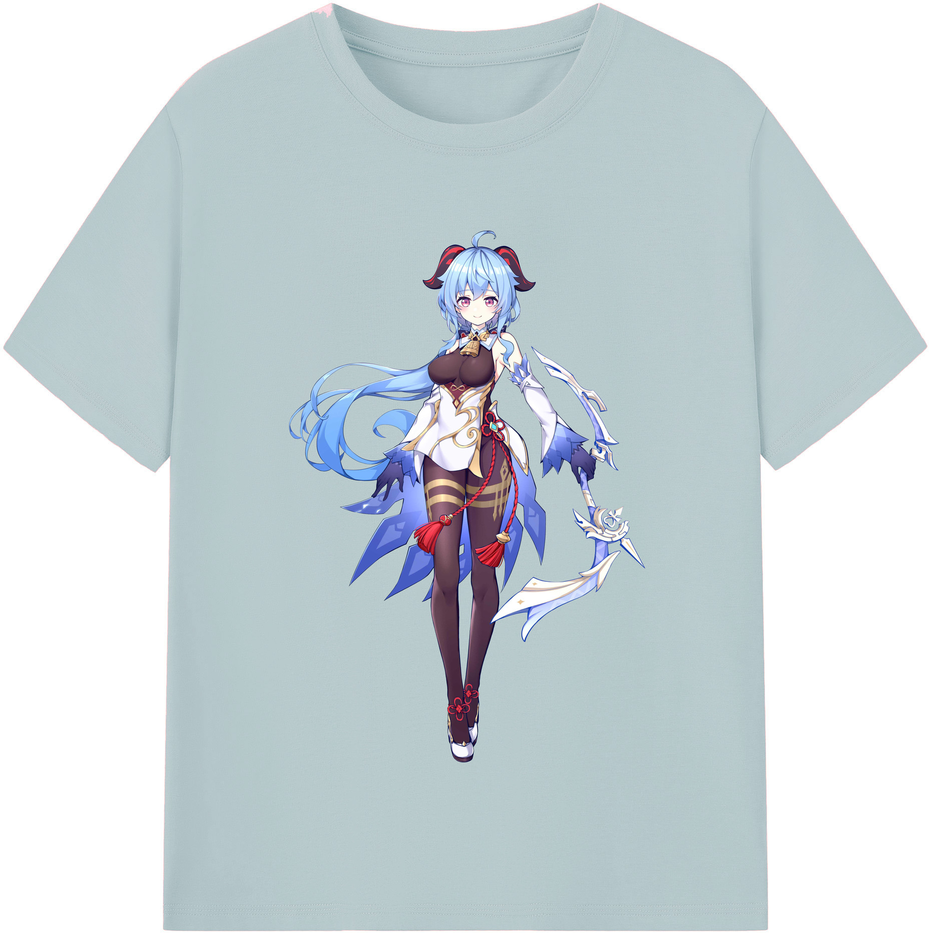 げんし神 甘雨 かんう genshin Ganyu 綿100％半袖Tシャツ（フロントプリント）